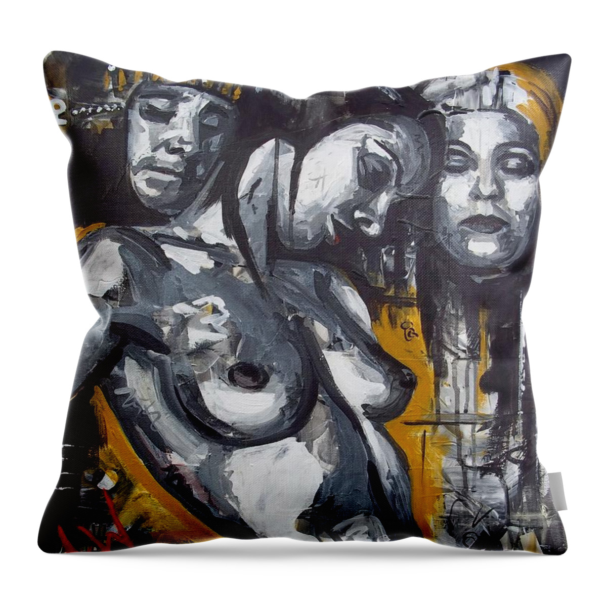 Art Throw Pillow featuring the painting Oscuro amor by Angie Wright