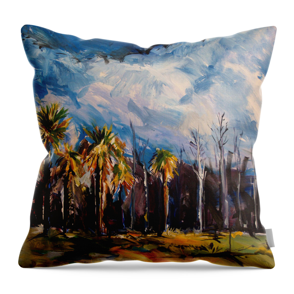  Throw Pillow featuring the painting Ossabaw Clouds by John Gholson
