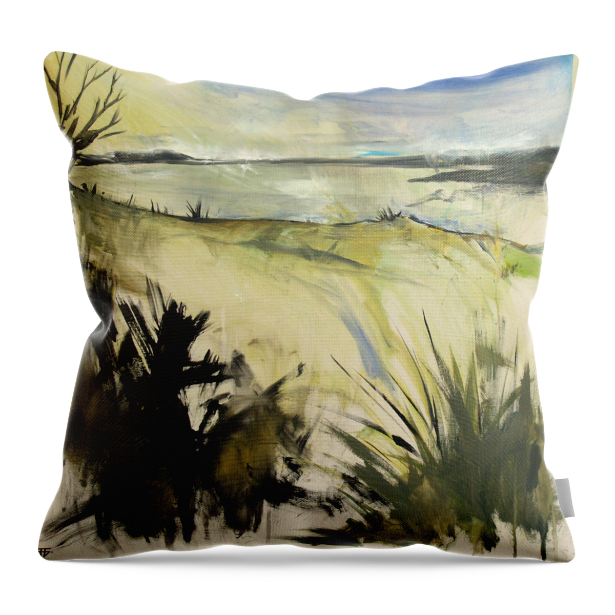  Throw Pillow featuring the painting Ossabaw Swamp Thoughts by John Gholson