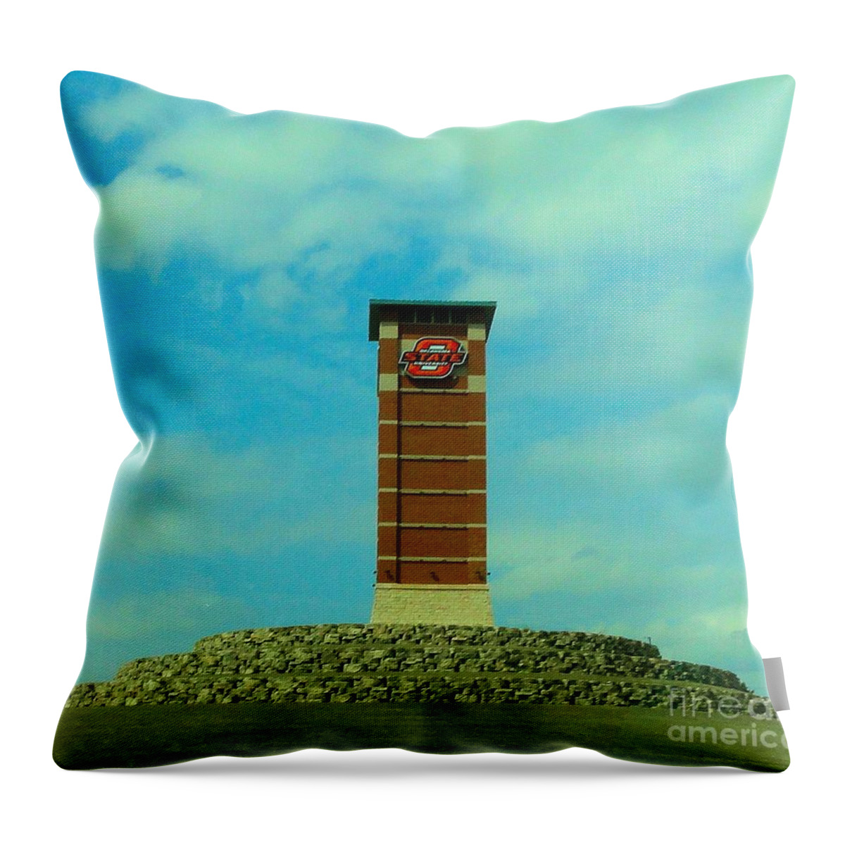 Osu Throw Pillow featuring the photograph Oklahoma State University Gateway to OSU Tulsa Campus by Janette Boyd
