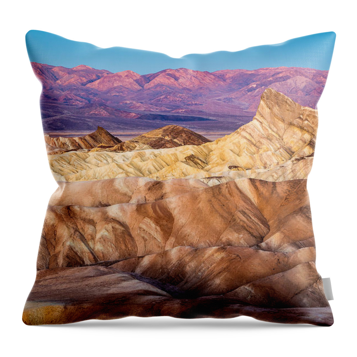 Zabriskie Point Throw Pillow featuring the photograph Otherworldly Zabriskie at Dawn by Pierre Leclerc Photography