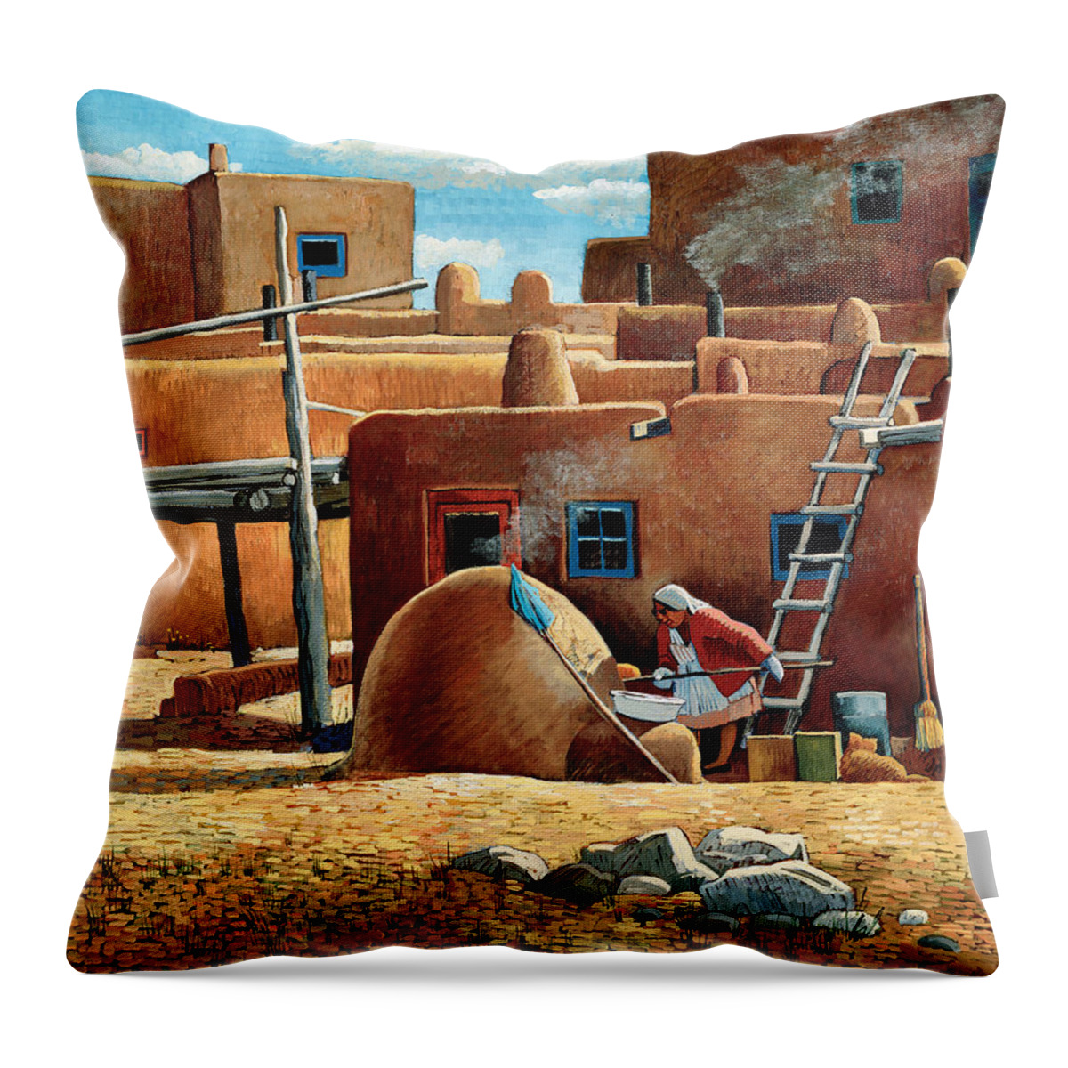New Mexico Throw Pillow featuring the painting Our Daily Bread by Donna Clair
