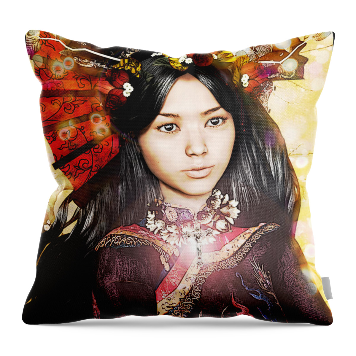 Our Lady Of China Throw Pillow featuring the painting Our Lady of China by Suzanne Silvir