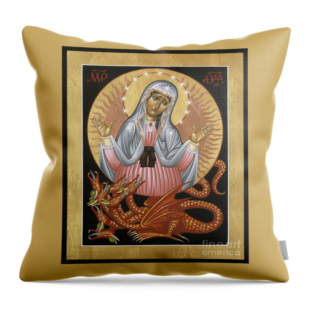 Our Lady Of The Apocalypse Throw Pillow featuring the painting Our Lady of the Apocalypse 011 by William Hart McNichols