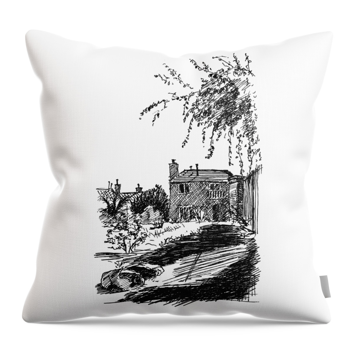 Tree Throw Pillow featuring the drawing Our Quiet Life by Masha Batkova
