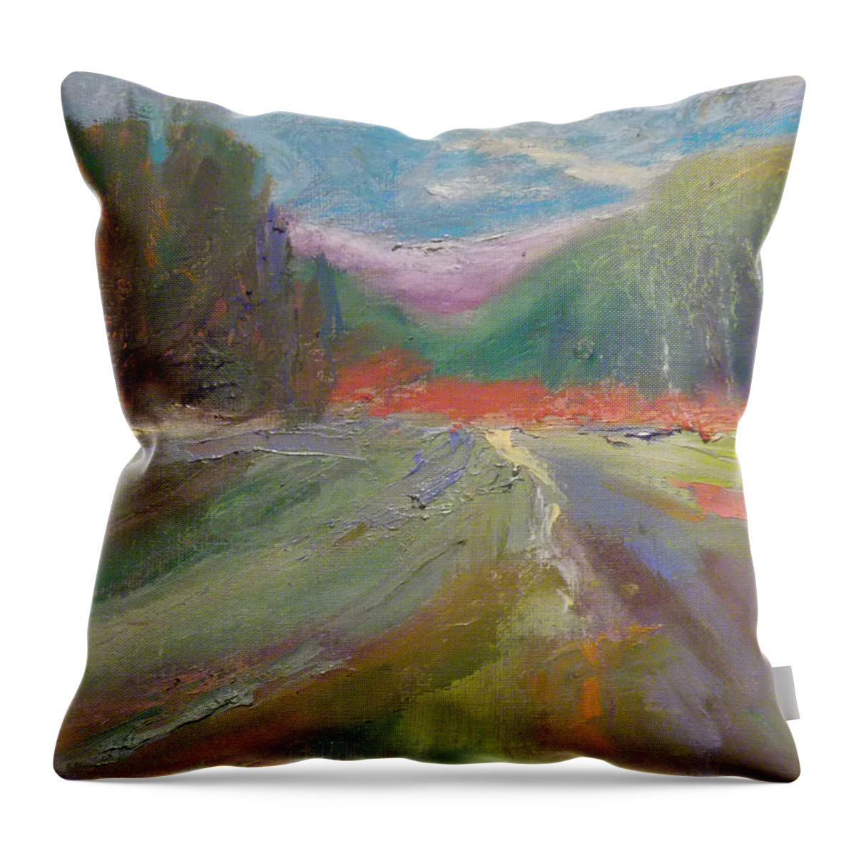 Landscape Throw Pillow featuring the painting Out of Range by Susan Esbensen