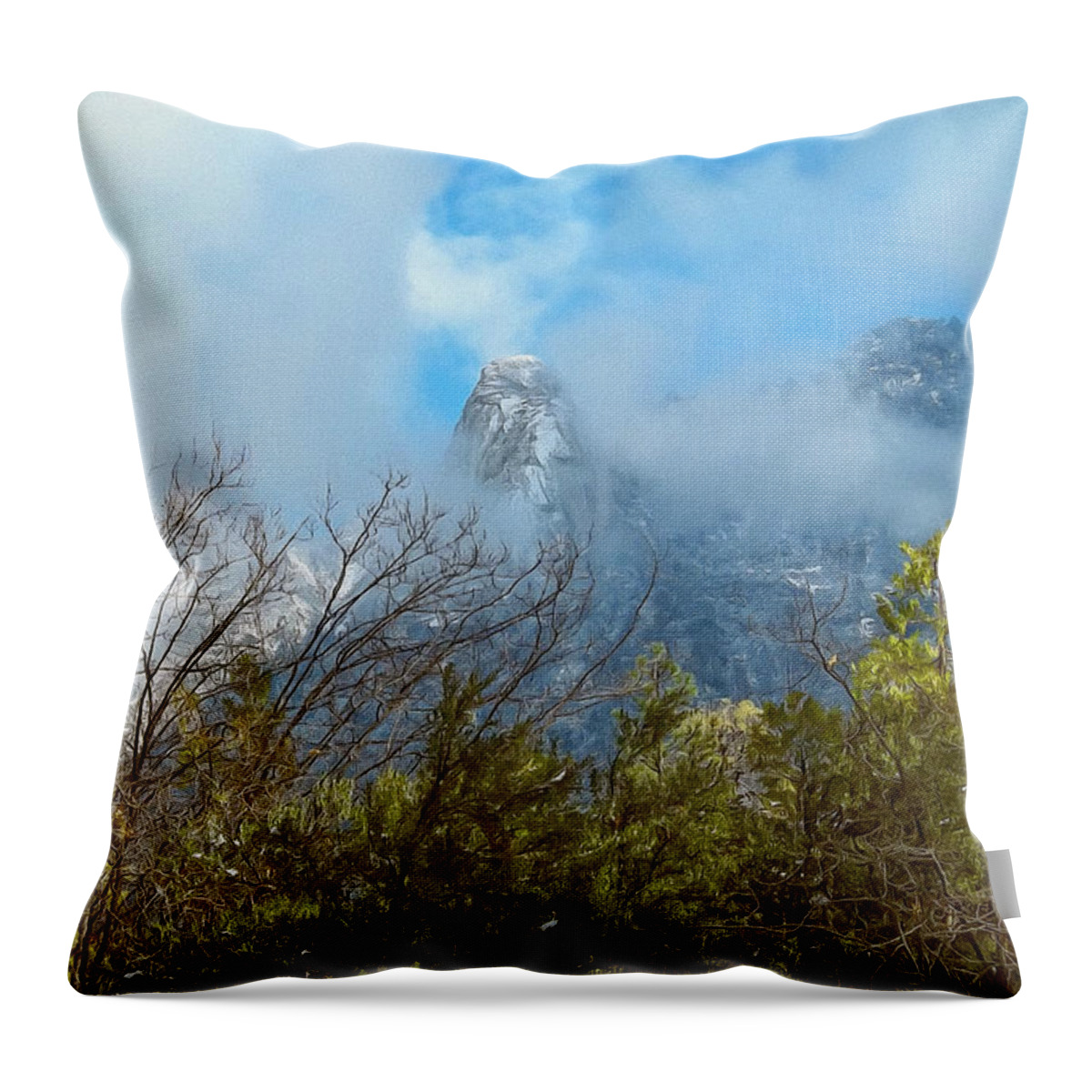 Glenn Mccarthy Throw Pillow featuring the photograph Out Of The Mist by Glenn McCarthy Art and Photography