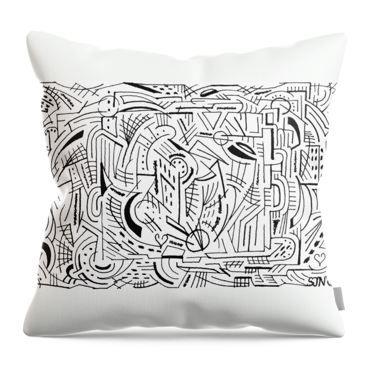 Mazes Throw Pillow featuring the drawing Outside the Box by Steven Natanson