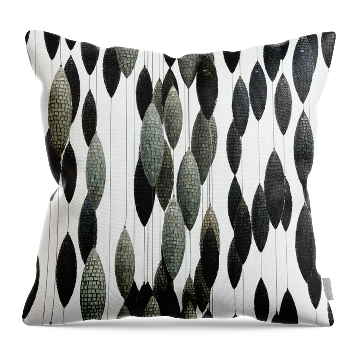 Oval Zebra Stripes Faded Squares Grays Greens Lines Throw Pillow featuring the photograph Oval Zebra Stripes Faded Squares Grays Greens Lines 2 8282017 by David Frederick