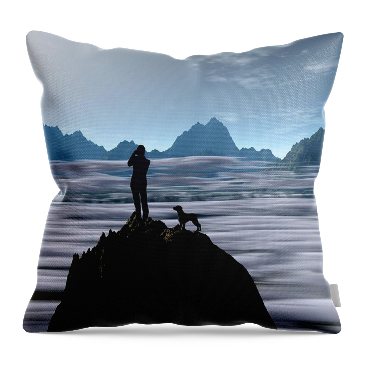Digital Throw Pillow featuring the digital art Over the clouds by William Ballester