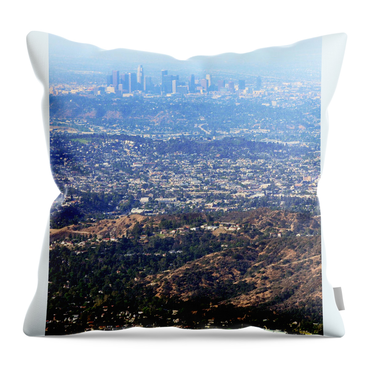 Los Angeles Throw Pillow featuring the photograph Over The Hills by Dan Holm