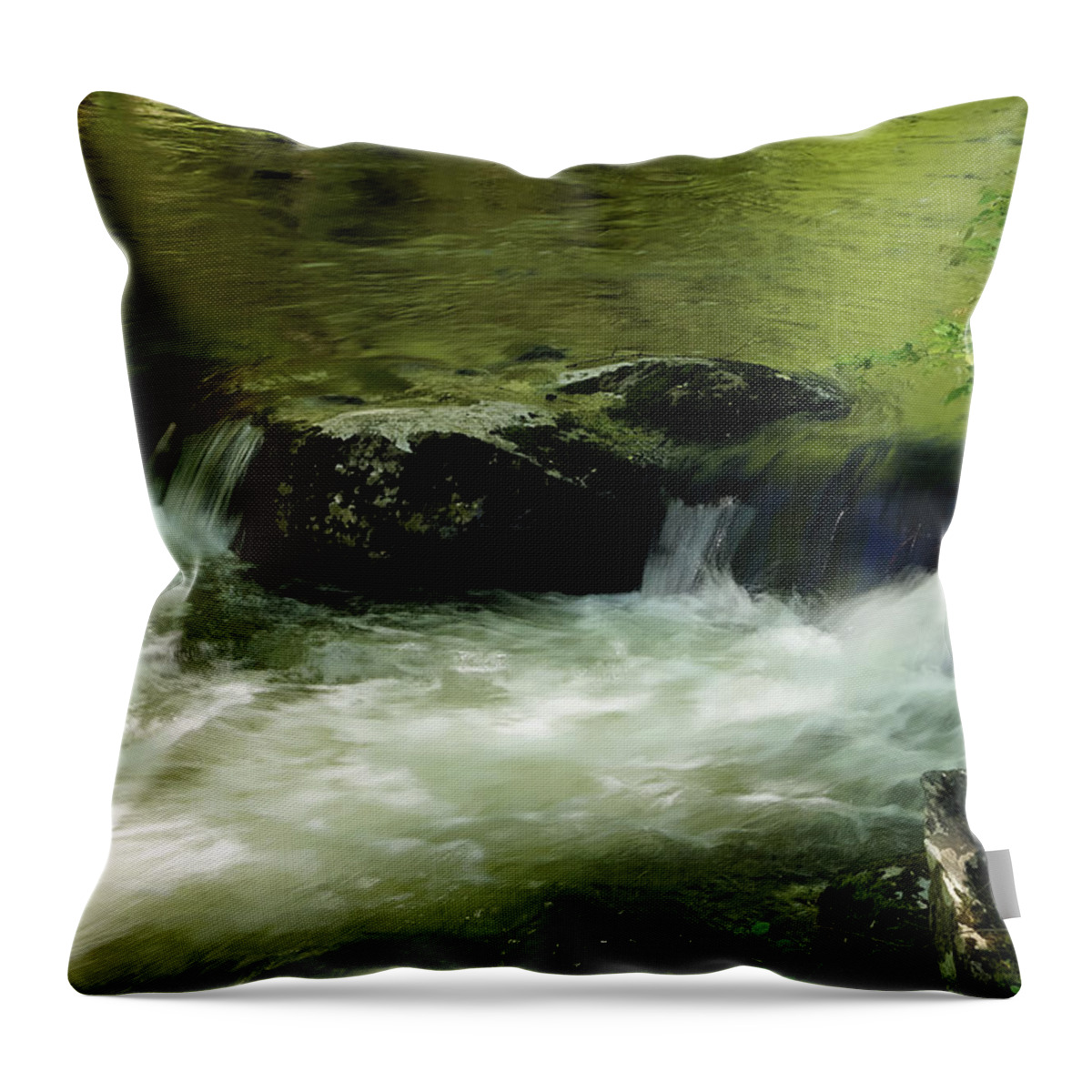 Mountain Stream Throw Pillow featuring the photograph Over The Rocks by TnBackroadsPhotos