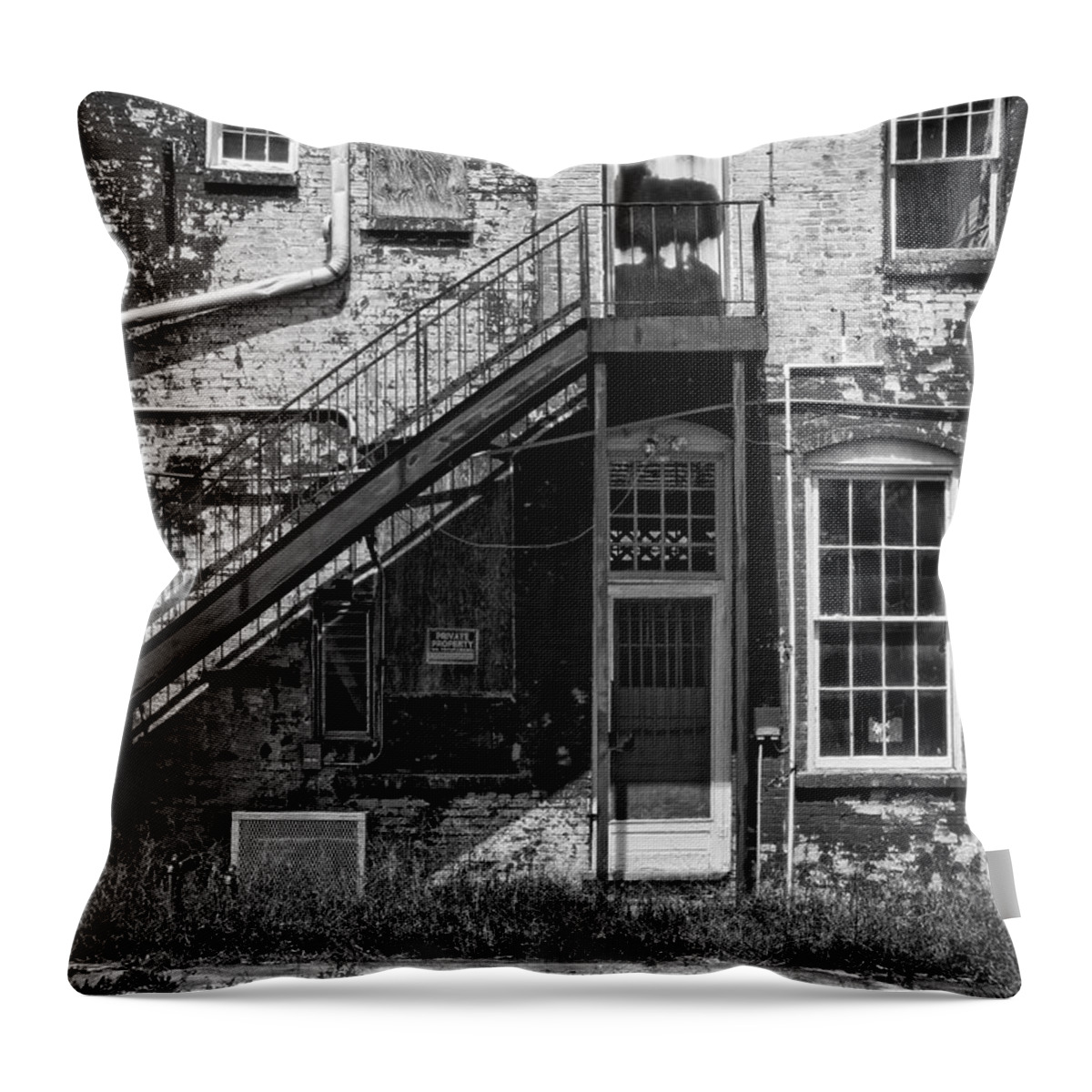 Christopher Holmes Photography Throw Pillow featuring the photograph Over Under the Stairs - BW by Christopher Holmes