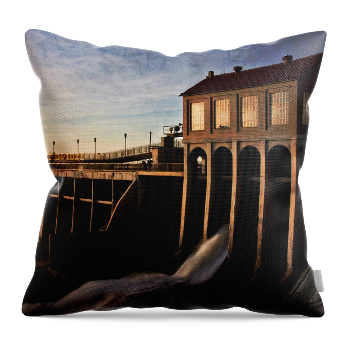 Oklahoma Throw Pillow featuring the photograph Overholser Dam by Lana Trussell