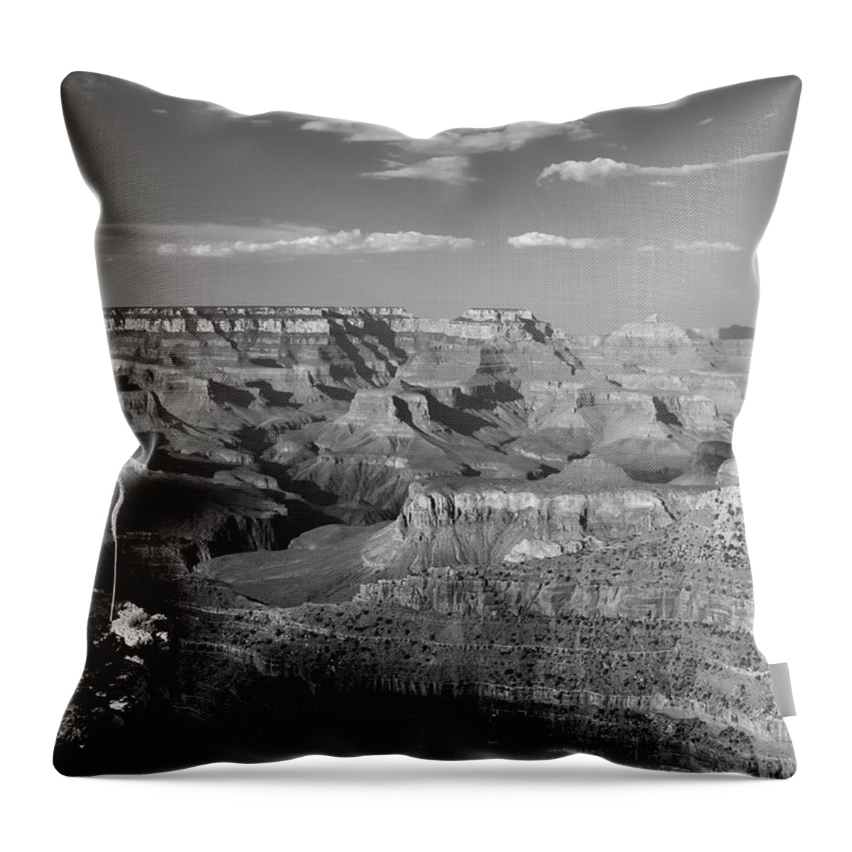 America Throw Pillow featuring the photograph Overlooking Grand Canyon - Black and White by Gregory Ballos