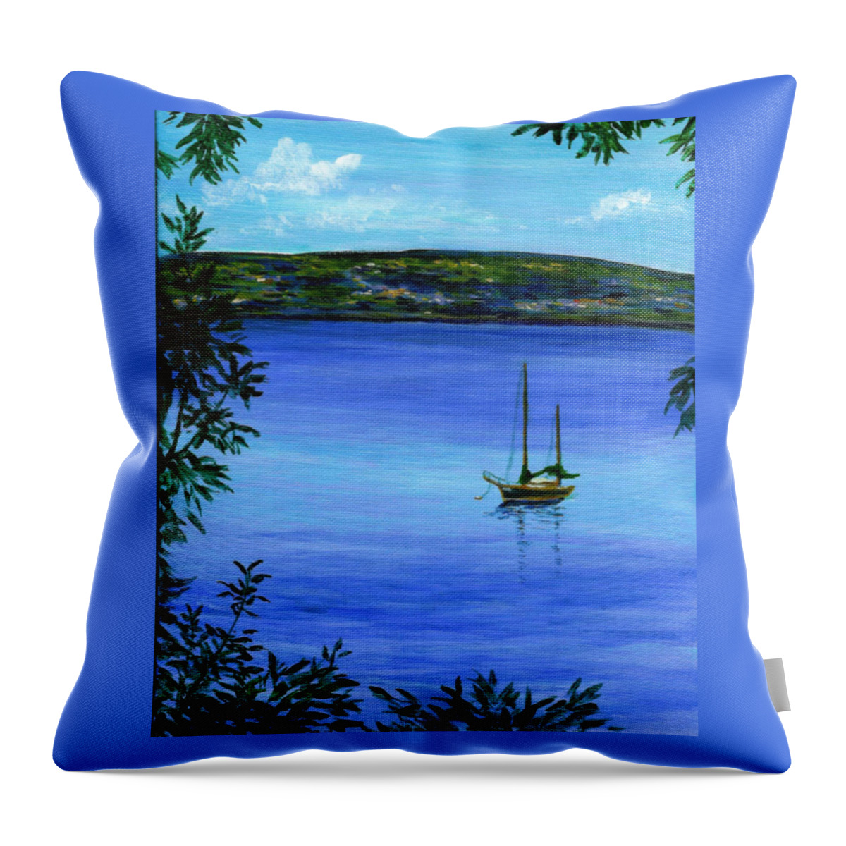 River Throw Pillow featuring the painting Overlooking the Hudson by Anne Marie Brown