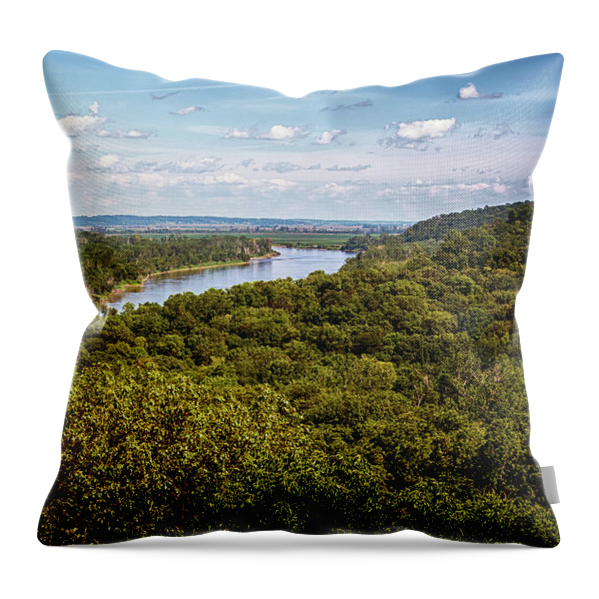Indian Cave State Park Throw Pillow featuring the photograph Overlooking the Mighty Mo by Susan Rissi Tregoning