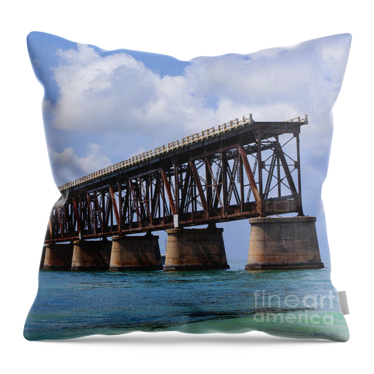 Bridge Throw Pillow featuring the photograph Overseas Railroad by Korrine Holt