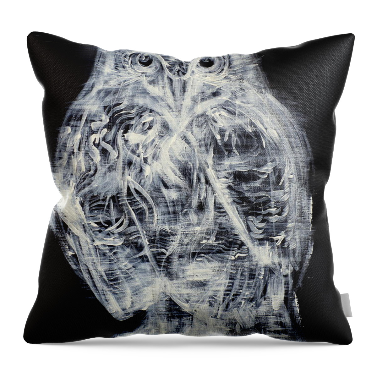 Owl Throw Pillow featuring the painting OWL by Fabrizio Cassetta