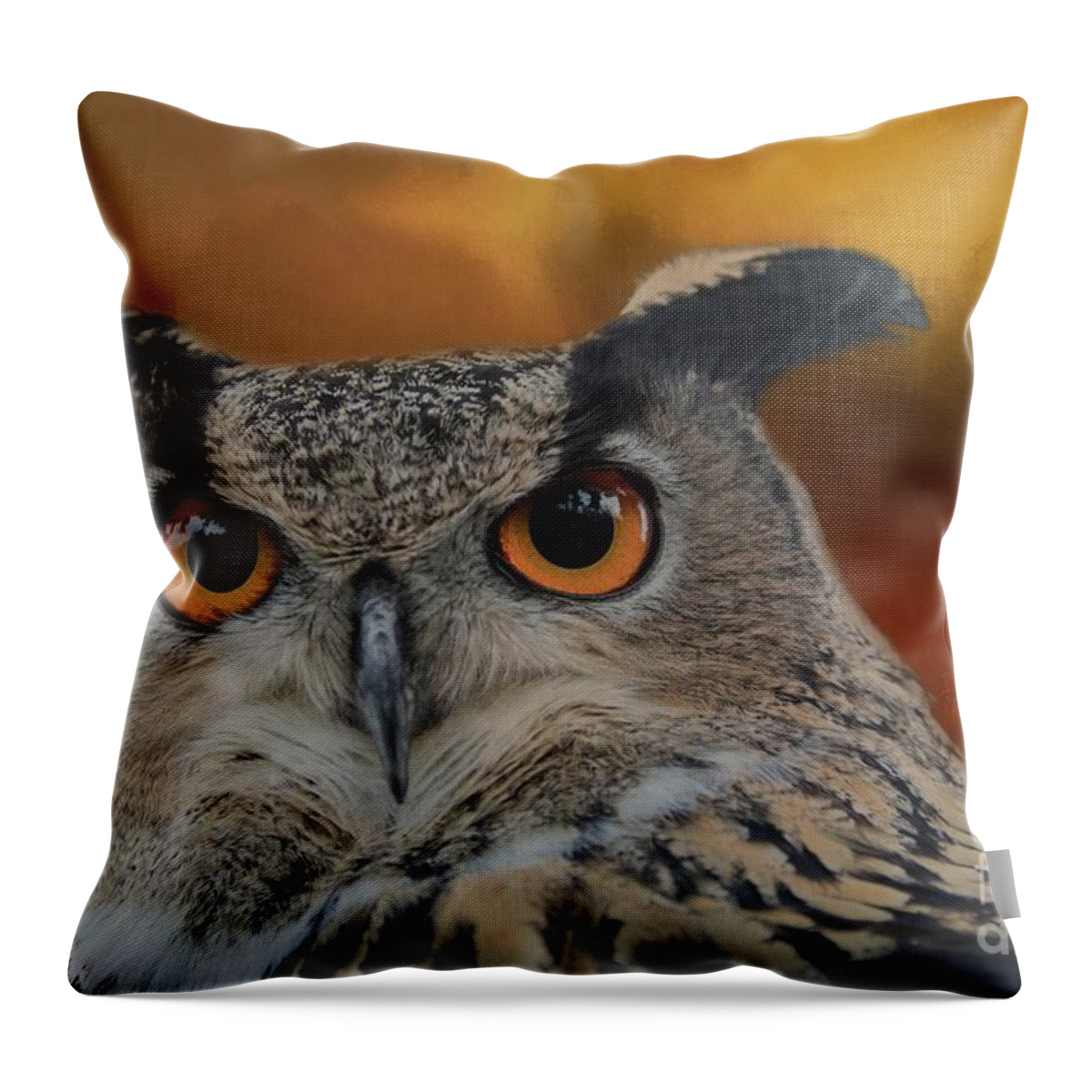 Eurasian Eagle-owl Throw Pillow featuring the photograph Owl's Eyes by Eva Lechner