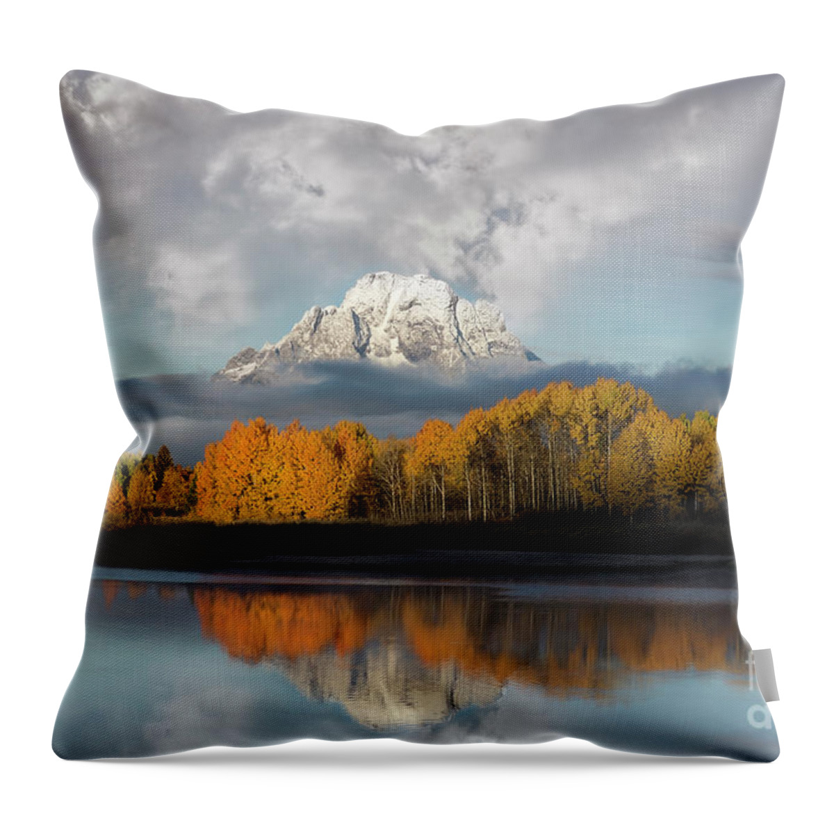 Oxbow Throw Pillow featuring the photograph Oxbow Bend Majestic Reflection by Wildlife Fine Art