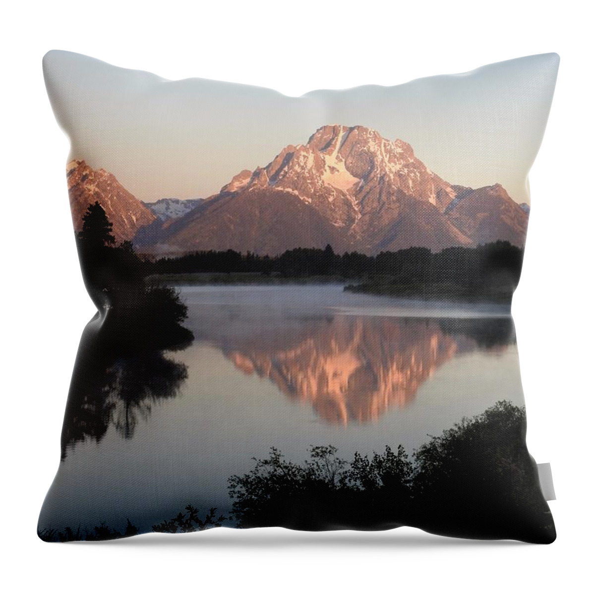Mount Moran Throw Pillow featuring the photograph Oxbow Bend by Nicole Belvill