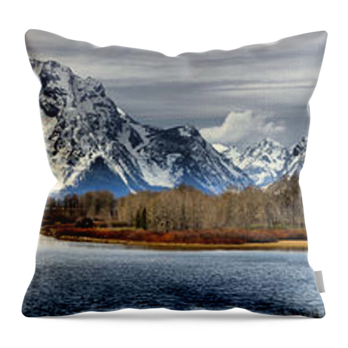 Oxbow Bend Throw Pillow featuring the photograph Oxbow Bend Spring Panorama by Adam Jewell