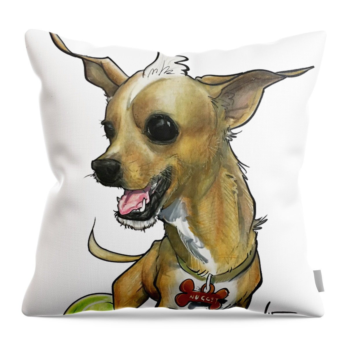 Dog Portrait Throw Pillow featuring the drawing Oyediran 7-1506 by John LaFree