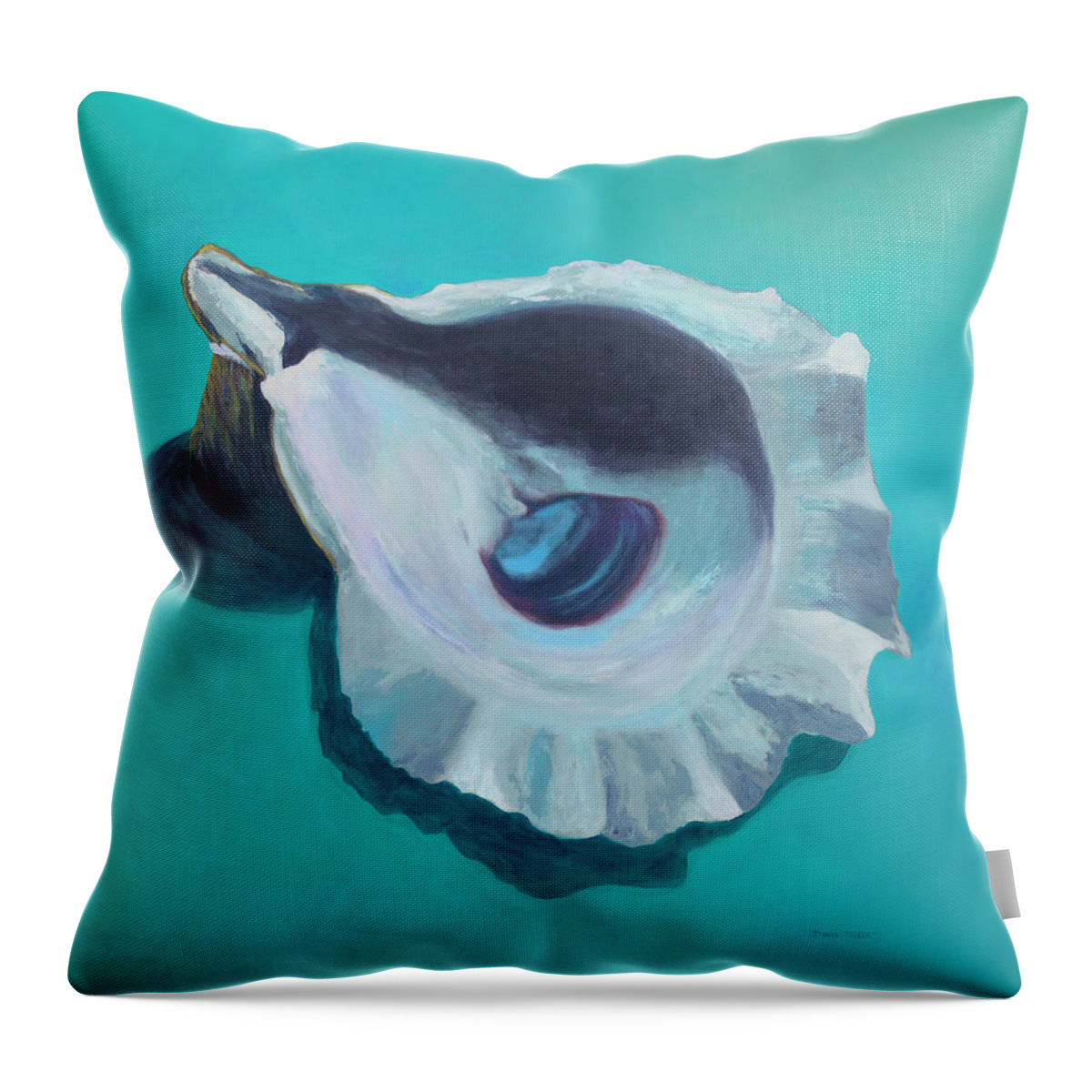Shell Throw Pillow featuring the painting Oyster Blues by Donna Tucker