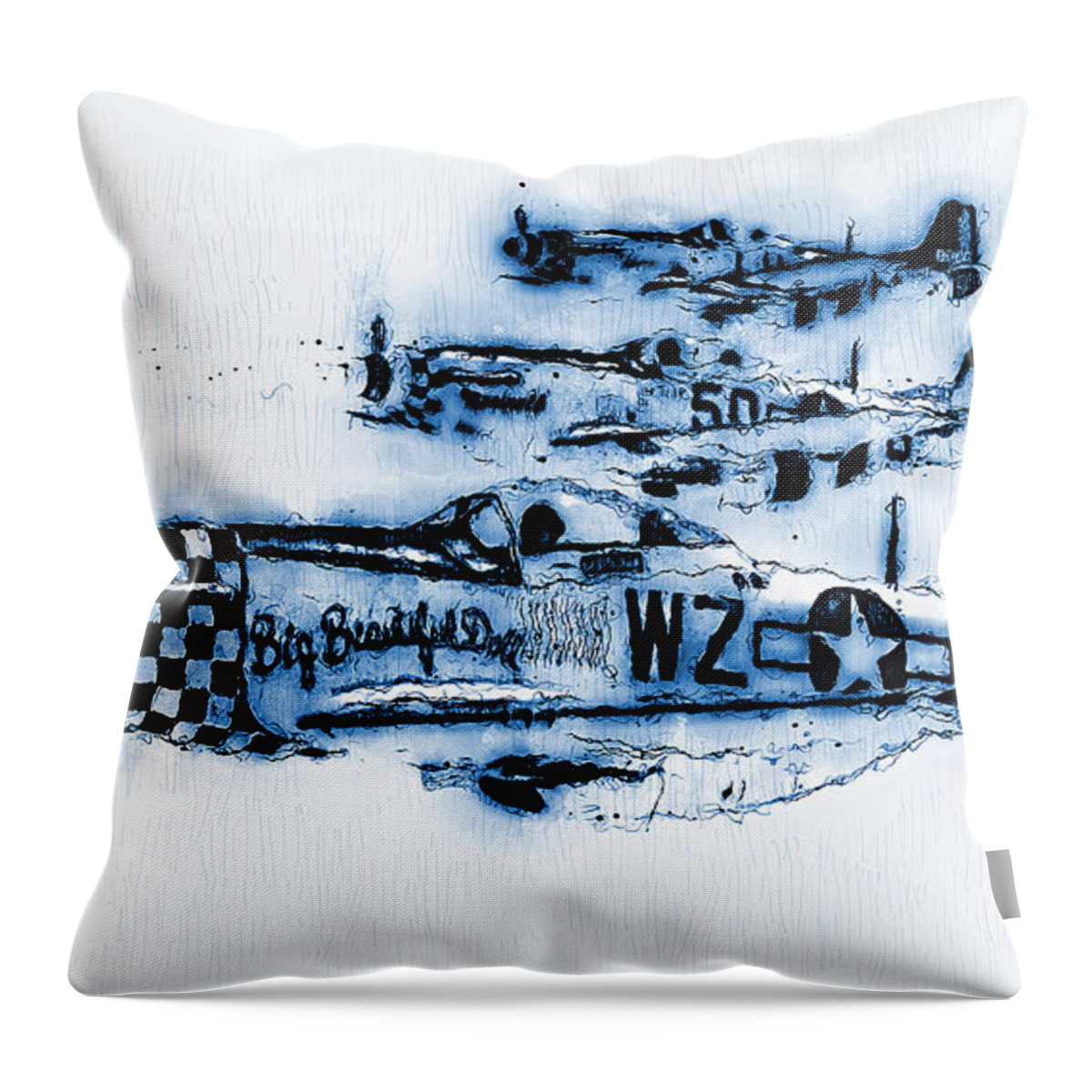 P 51 Throw Pillow featuring the digital art P-51 Mustang - 13 by AM FineArtPrints
