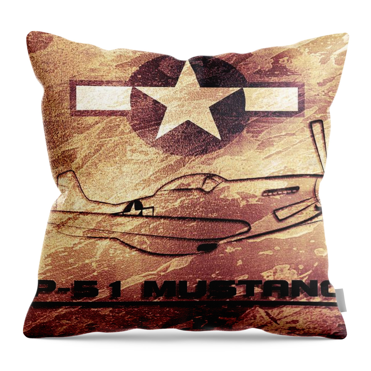 John Wills Throw Pillow featuring the digital art P51 Mustang WW2 by John Wills