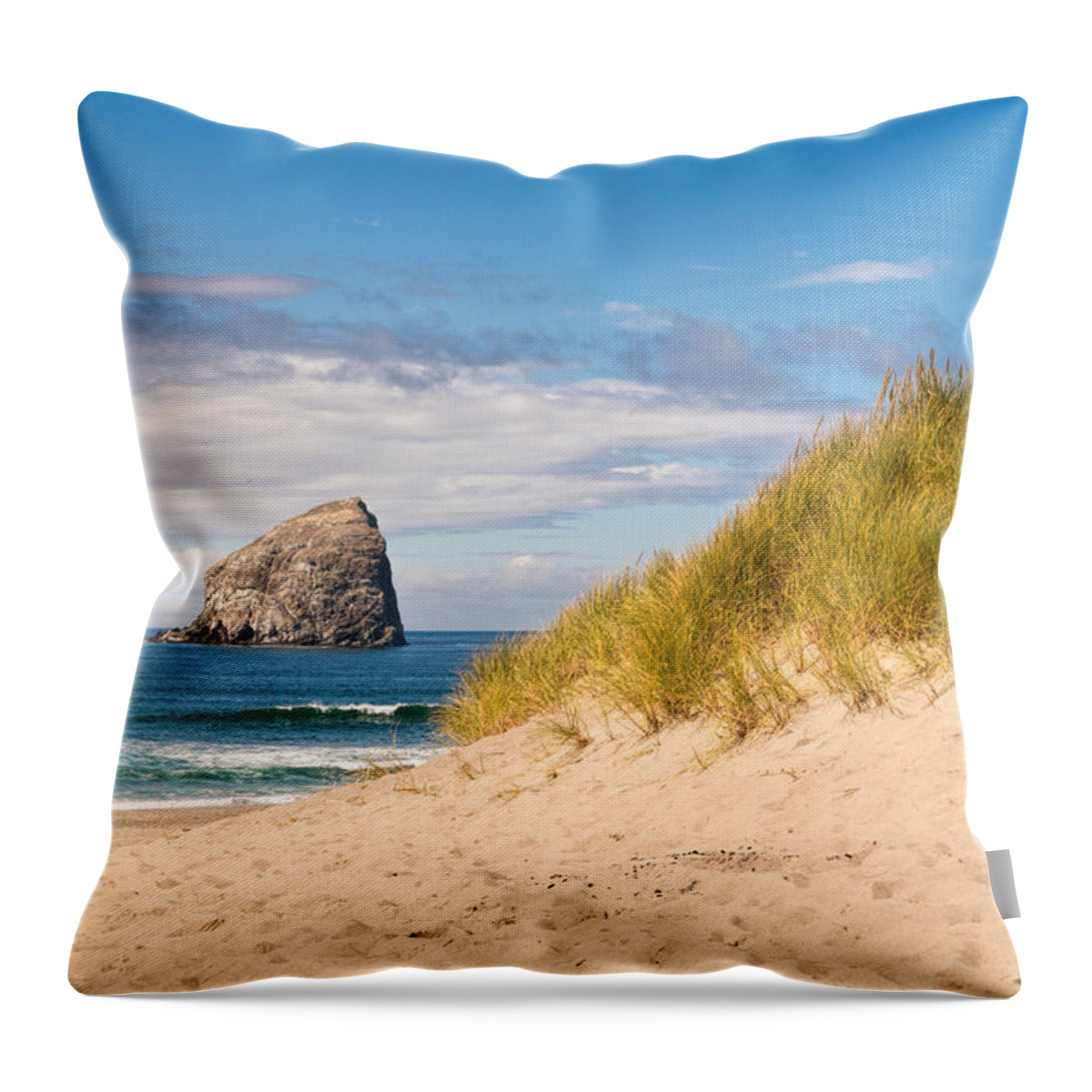 Sky Throw Pillow featuring the photograph Pacific Beach Haystack by Michael Hope