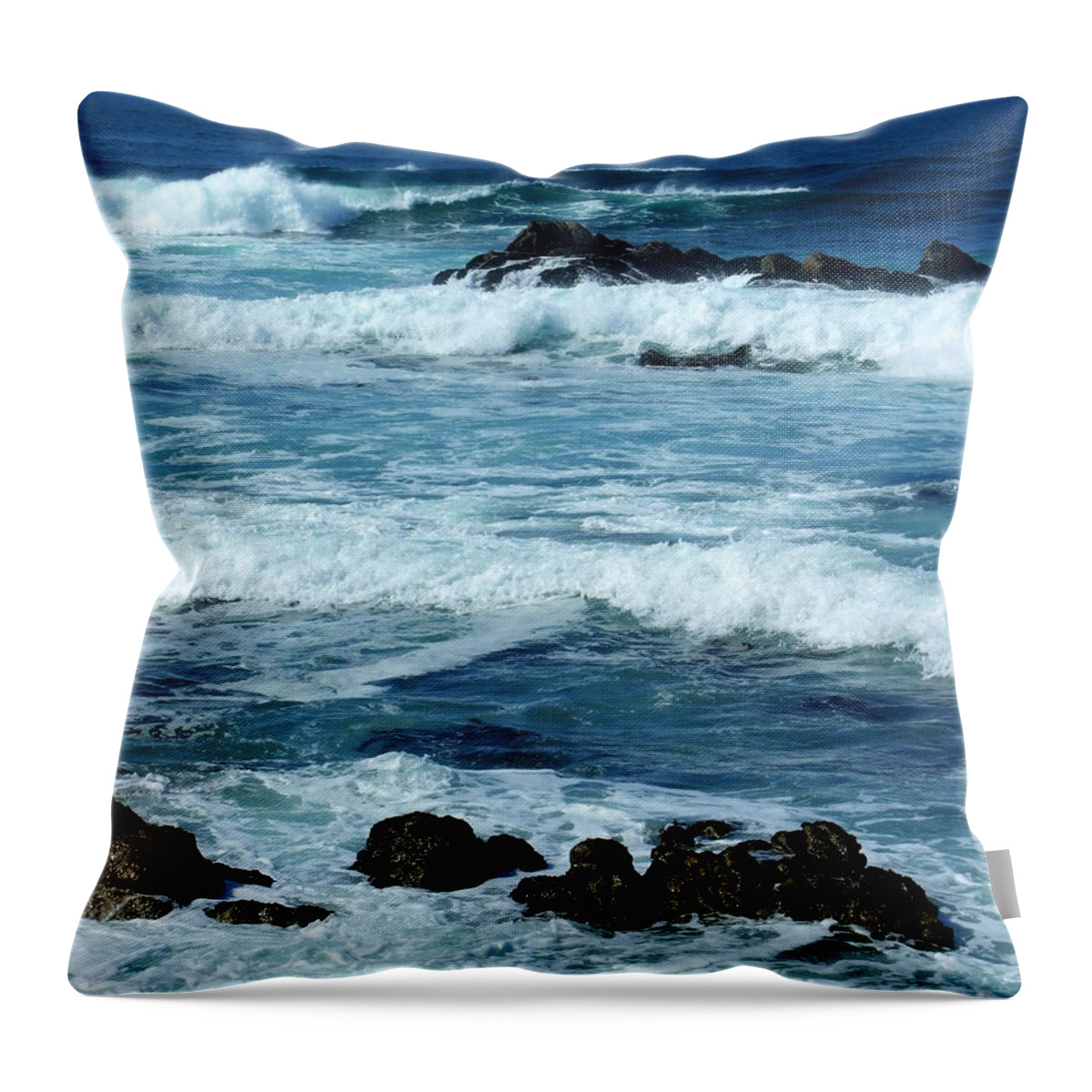 Artoffoxvox Throw Pillow featuring the photograph Pacific Coast Seascape Photograph by Kristen Fox