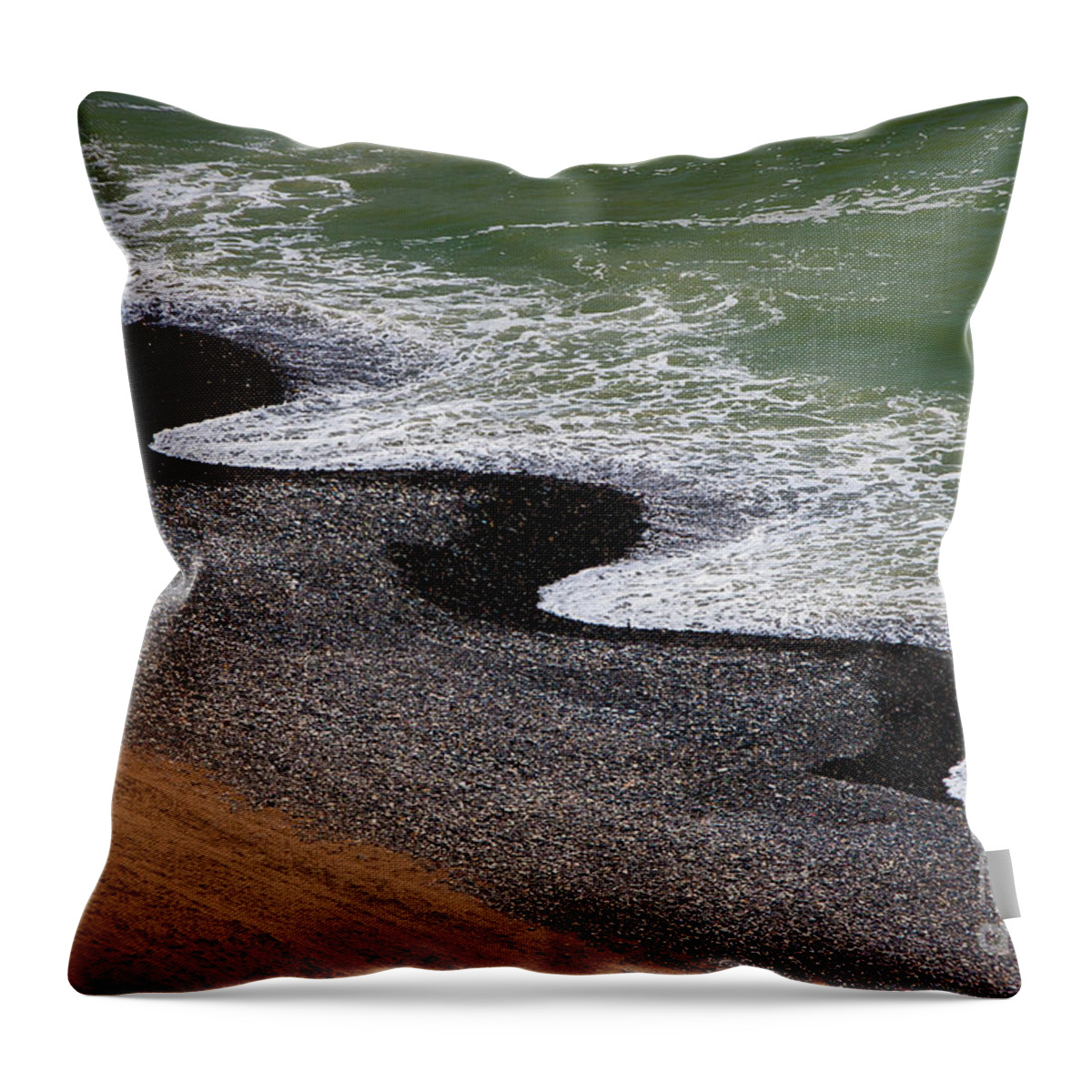 Black Rocks Throw Pillow featuring the photograph Pacific Meets Lima by Doug Sturgess