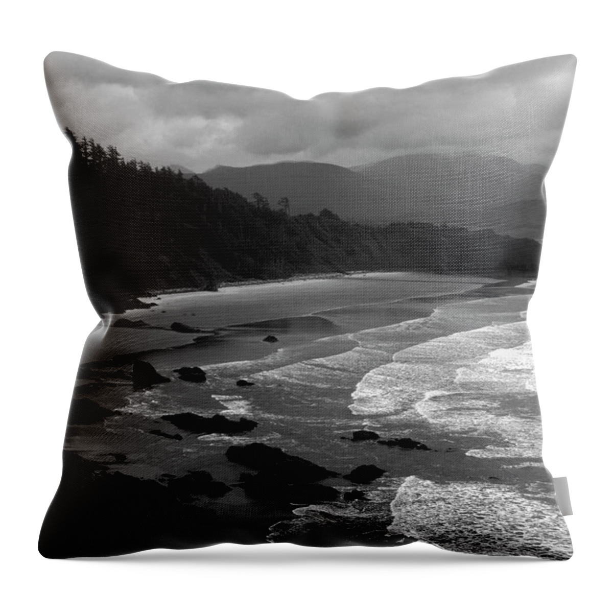 Beach Throw Pillow featuring the photograph Pacific Ocean Moody Scenic by Sally Weigand