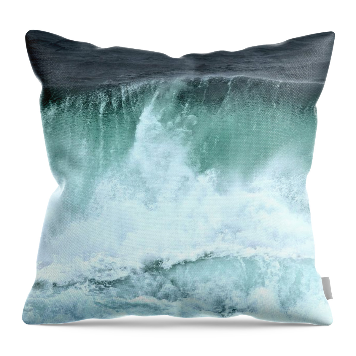 Crashing Waves Throw Pillow featuring the photograph Pacific Ocean Wave Curl by Adam Jewell