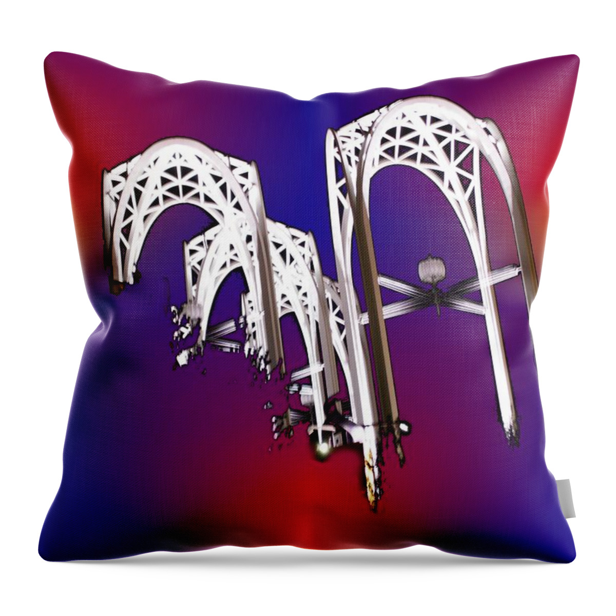 Seattle Throw Pillow featuring the photograph Pacific Science Center Arches by Tim Allen