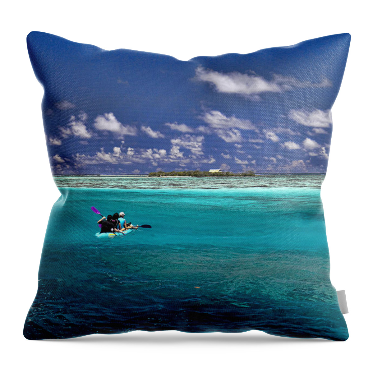 Moorea Throw Pillow featuring the photograph Paddling in Moorea by David Smith