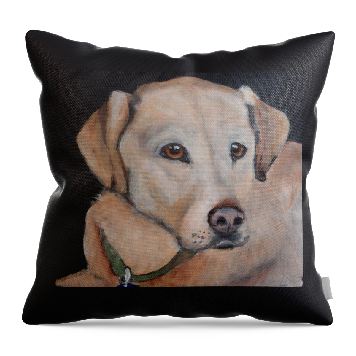 Yellow Labrador Throw Pillow featuring the painting Paige by Carol Russell