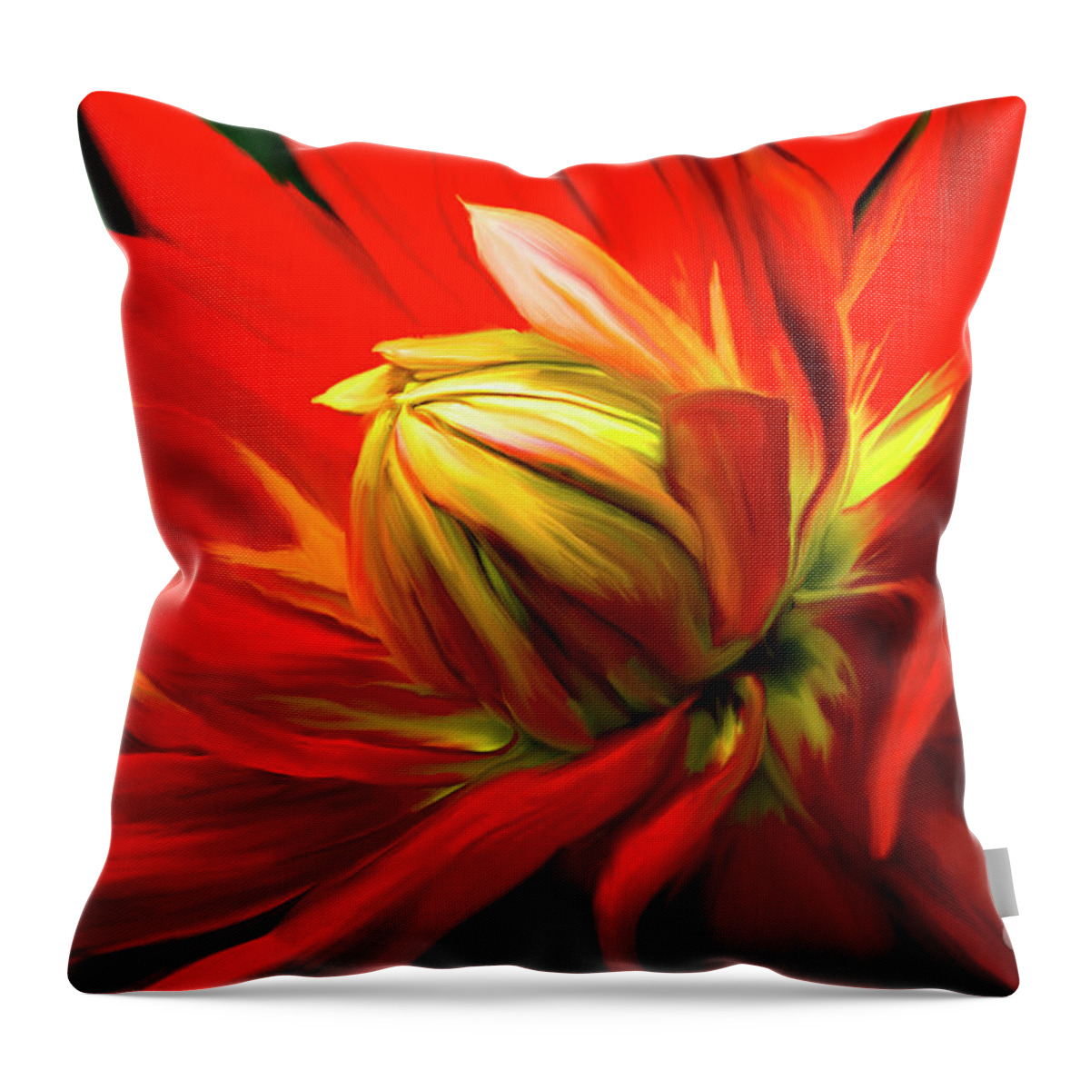 Artwork Throw Pillow featuring the painting Painted Dahlia In Full Bloom by Sherry Curry