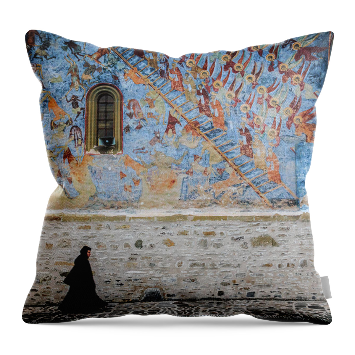 Bucovina Throw Pillow featuring the photograph Painted Monastery by Emily M Wilson