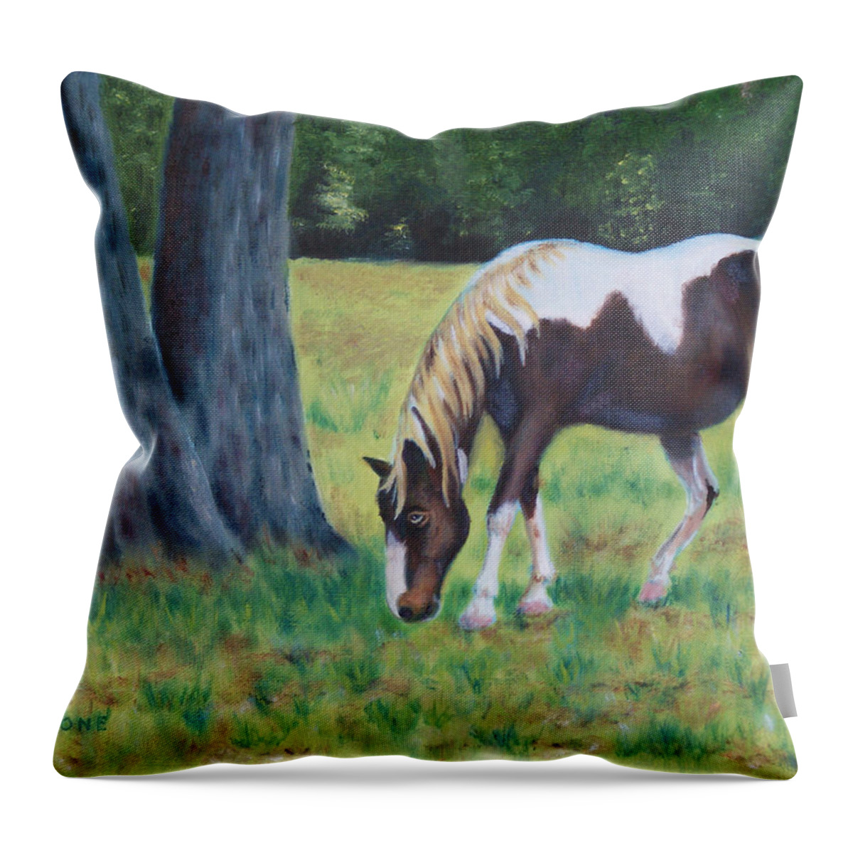 Horse Throw Pillow featuring the painting Painted Pony by Jill Ciccone Pike