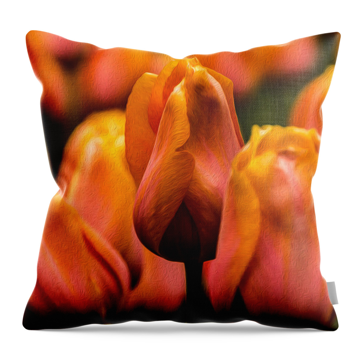 Jay Stockhaus Throw Pillow featuring the photograph Painted Tulips 2 by Jay Stockhaus
