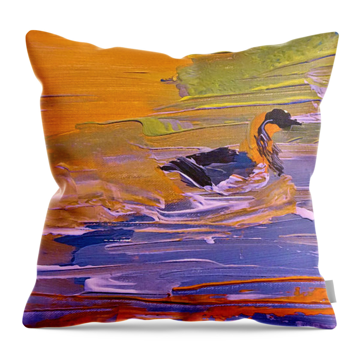 Duck Throw Pillow featuring the painting Painterly Escape by Lisa Kaiser