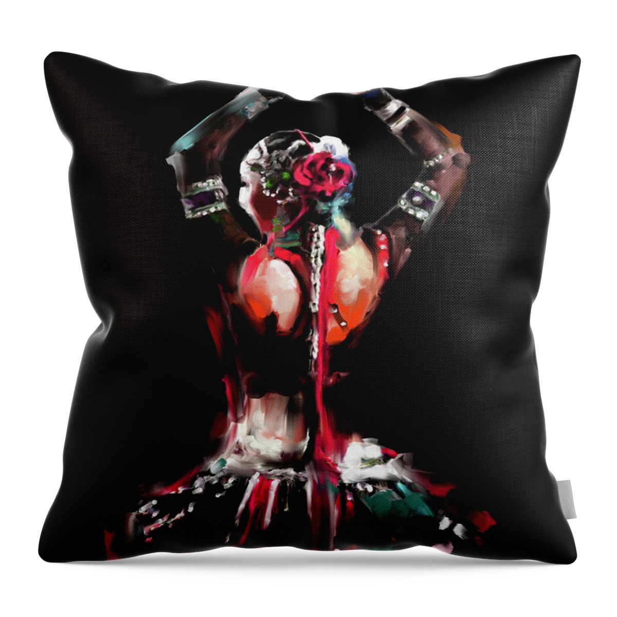 Middle East Throw Pillow featuring the painting Painting 706 3 Dancer 11 by Mawra Tahreem