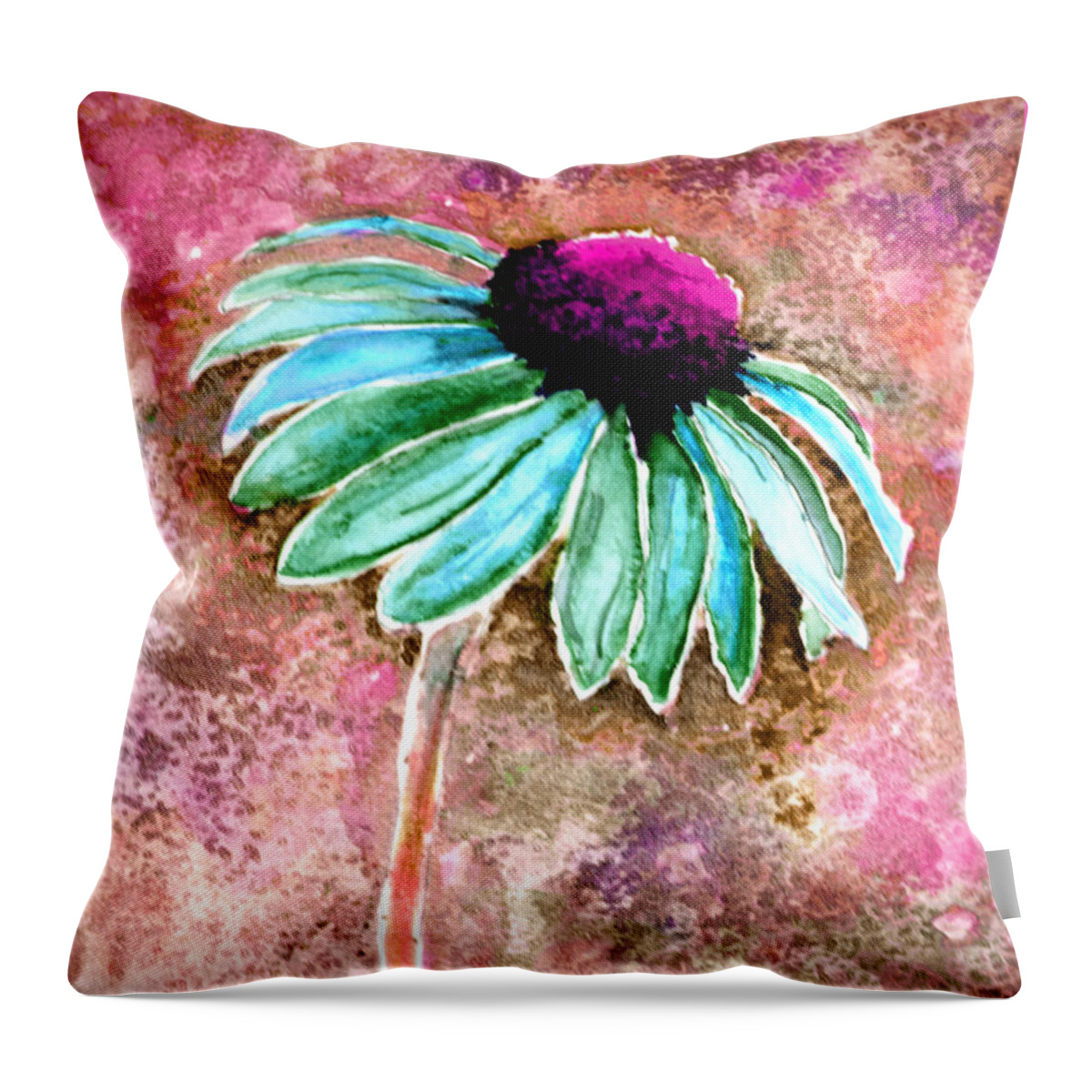 Abstract Throw Pillow featuring the painting Painting Cone Flower 8615D by Mas Art Studio