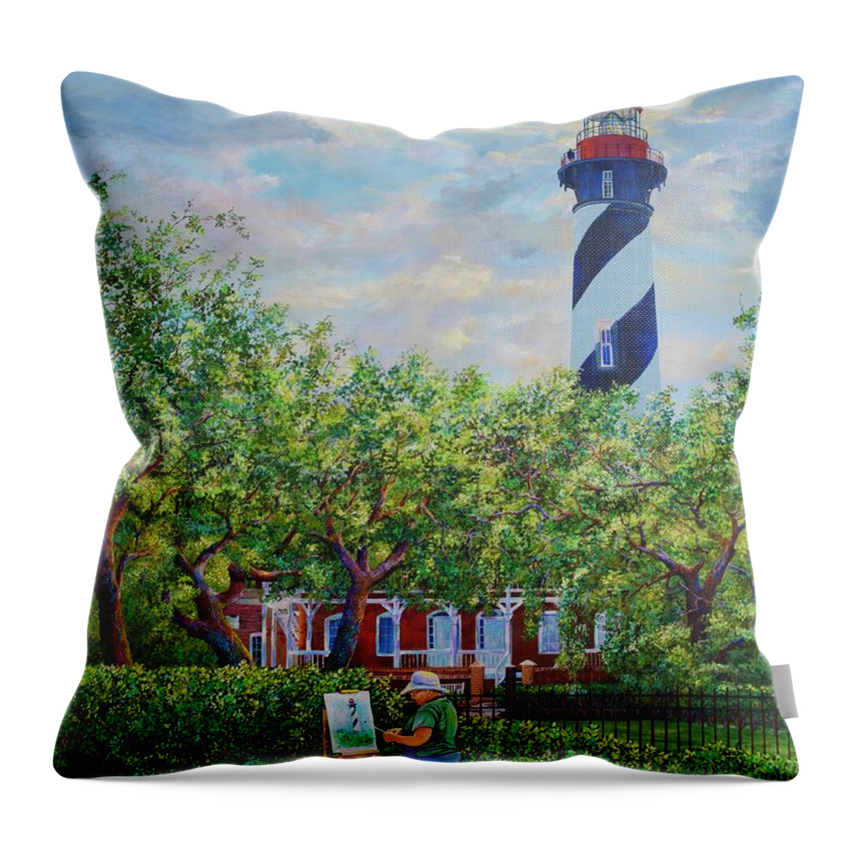 St. Augustine Throw Pillow featuring the painting Painting the Light by AnnaJo Vahle