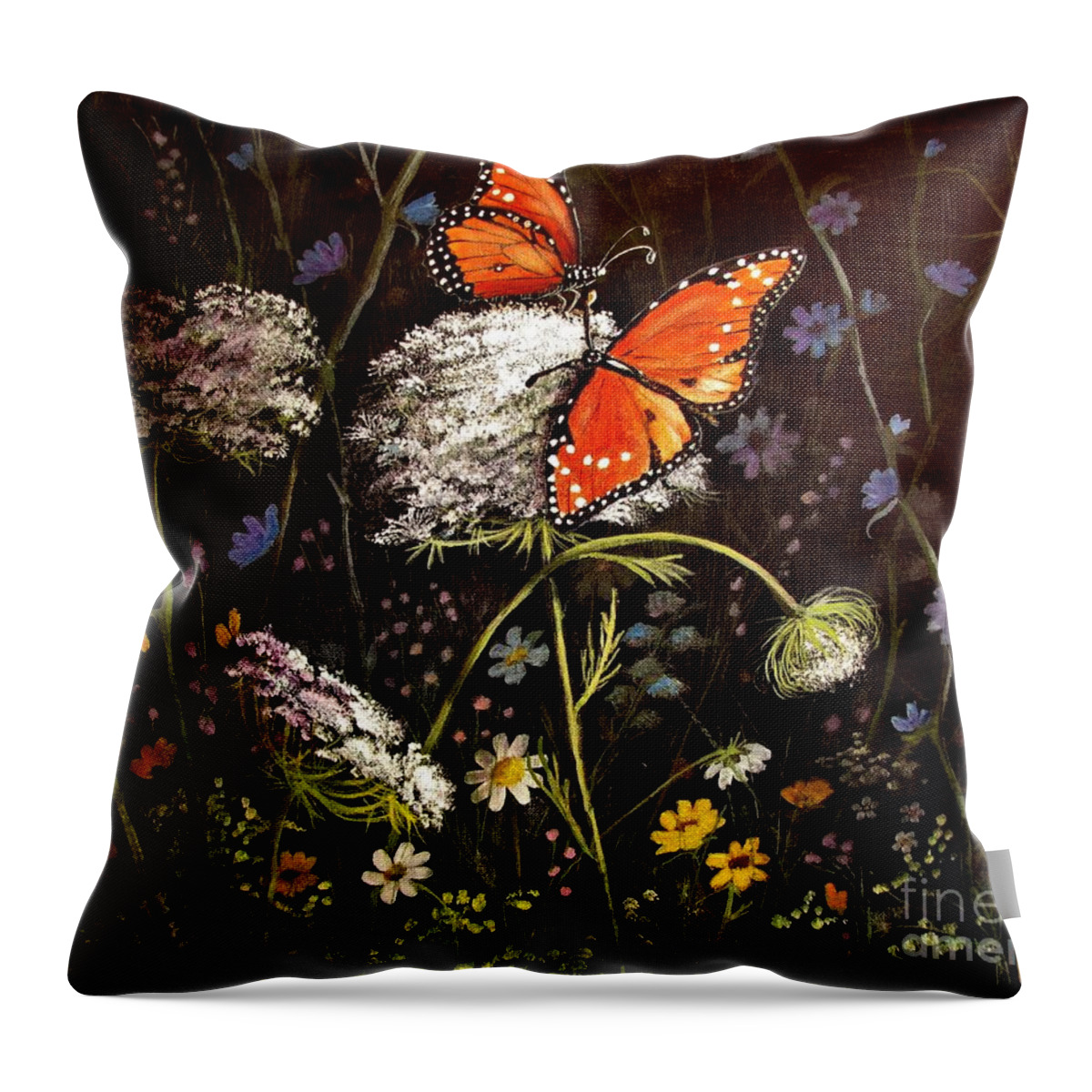 Queen Butterflies Throw Pillow featuring the painting Pair Of Queens by Marilyn Smith