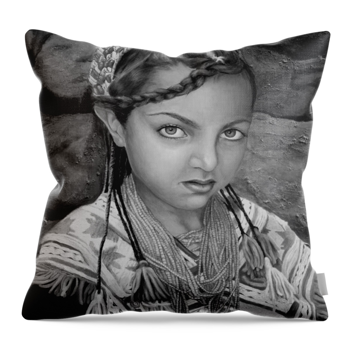 People Portraits Throw Pillow featuring the painting Pakistani Girl by Portraits By NC