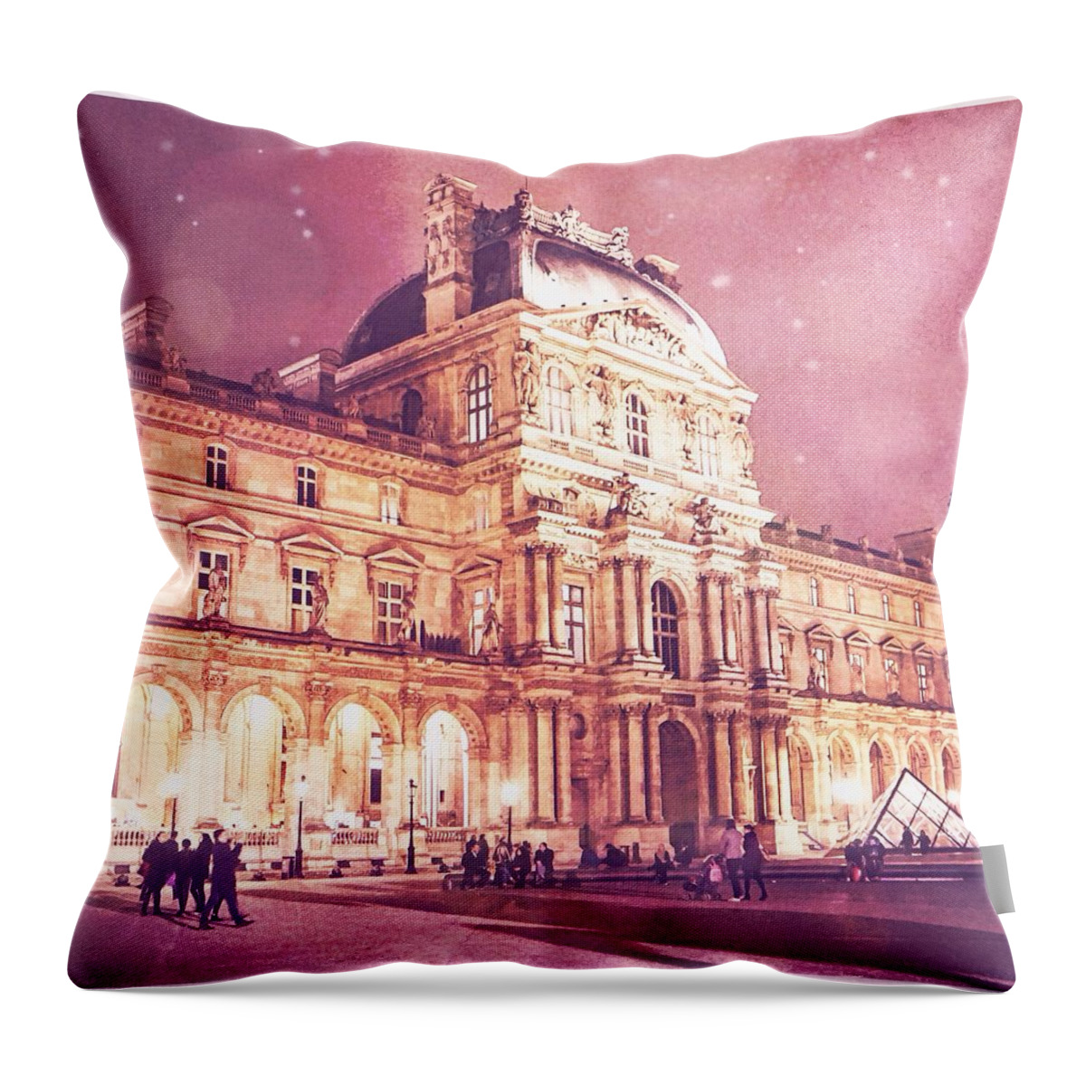 Pink Throw Pillow featuring the photograph Palais du Louvre en Rose by Aurella FollowMyFrench